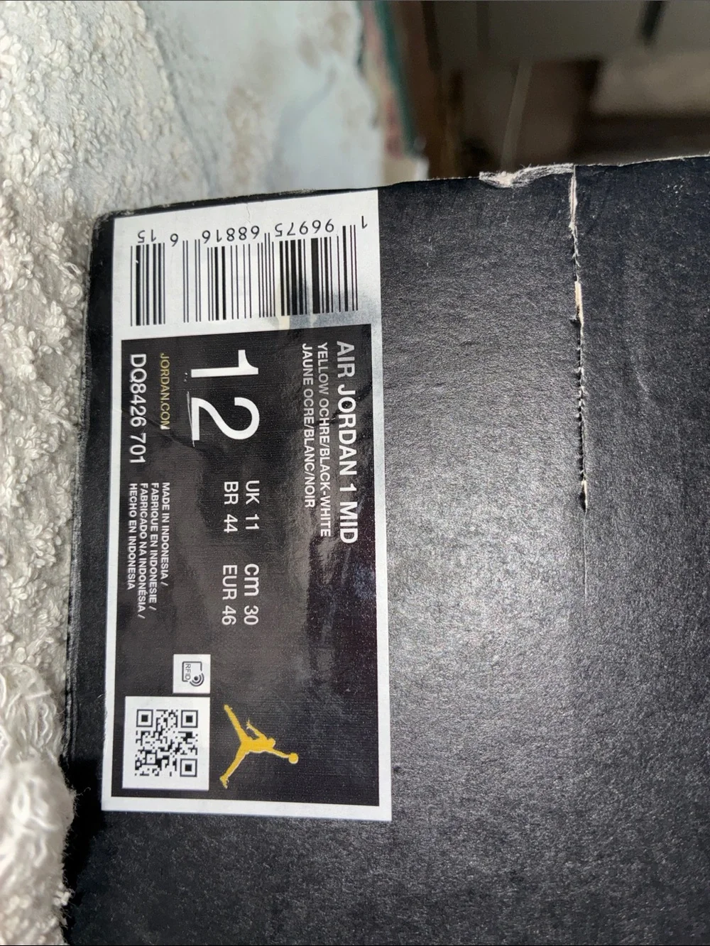 Jordan Black and White Shoe Box Label